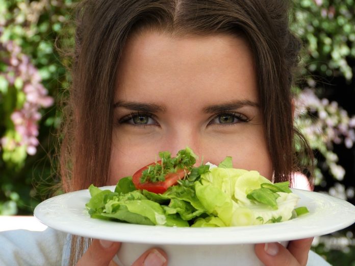 Salad Plate Girl Young Woman Eyes 